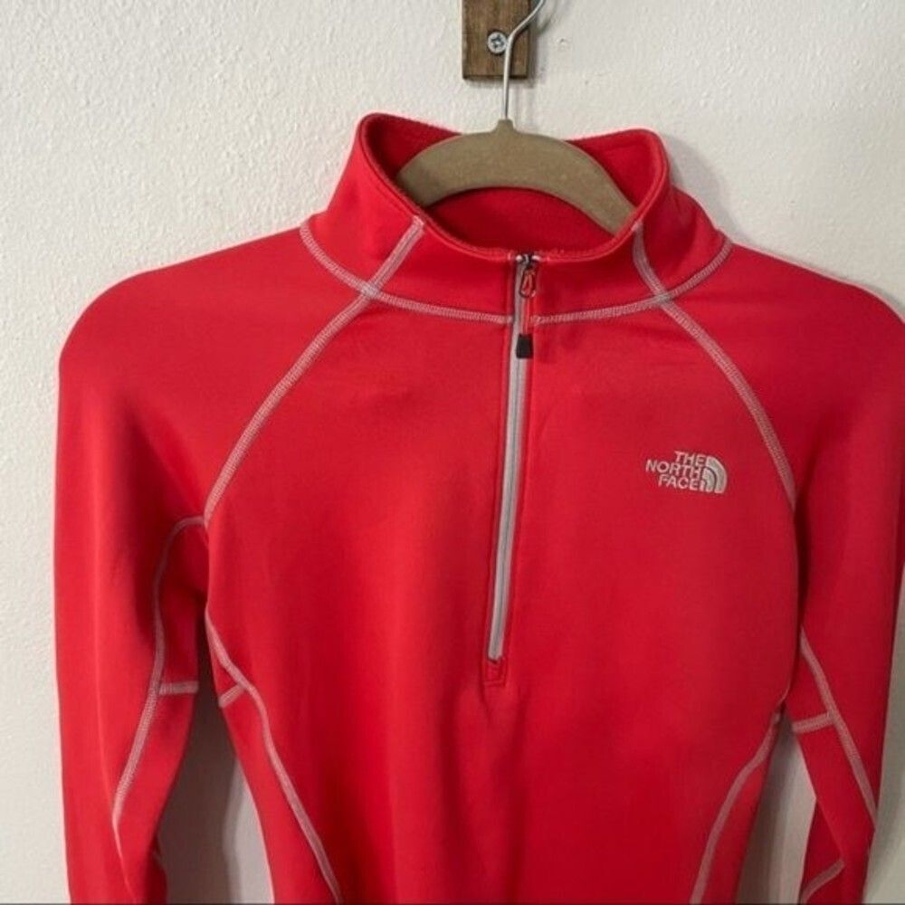 THE NORTHFACE jacket womens coral/pink fleece lined half zip xsmall